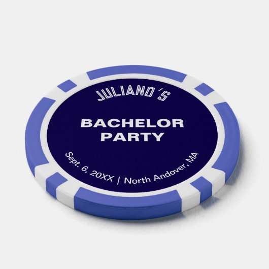 Donkerblauwe Bachelor Party Poker Chips (Enkel)