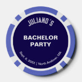 Donkerblauwe Bachelor Party Poker Chips (Achterkant)