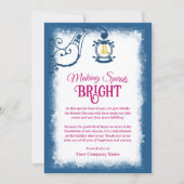 Donkerblauwe, Besroze Nostalgische Bel Kerstkaart (Voorkant)