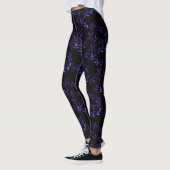 Donkerblauwe Bladeren Patroon Broek Leggings (Links)