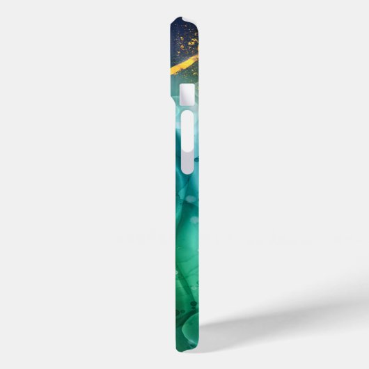 Donkerblauwe Blauwgroen gele groene vloeibare inkt Case-Mate iPhone Case (Achterkant / Links)