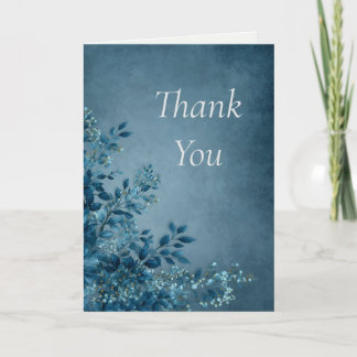 Donkerblauwe bloemen & bladeren Dank u kaart