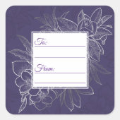 Donkerblauwe bloemen cadeau Sticker (Voorkant)