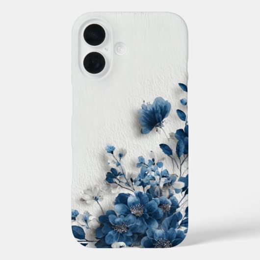 Donkerblauwe Bloemen  Case-Mate iPhone Case (Achterkant)