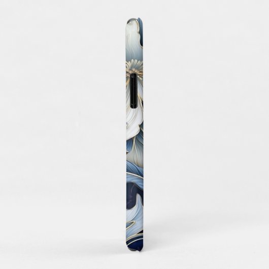 Donkerblauwe bloemen Case-Mate iPhone case (Achterkant/rechts)