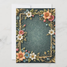 Donkerblauwe bloemen perkament bruiloft