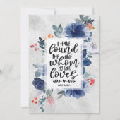 Donkerblauwe bloemen Rode bessen Save The Date (Achterkant)