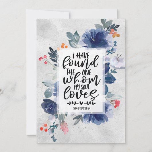 Donkerblauwe bloemen Rode bessen Save The Date (Achterkant)