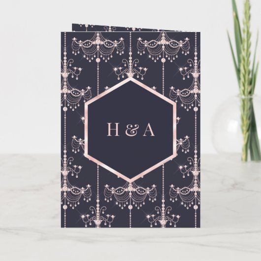 Donkerblauwe blush roze luchters Moslimbruiloft (Achterkant)