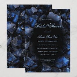 Donkerblauwe Boho Heks Kristallen Zwarte Bruiloft  Kaart