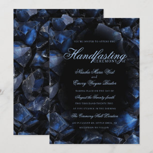 Donkerblauwe Boho Heks Kristallen Zwarte Handfasti Kaart