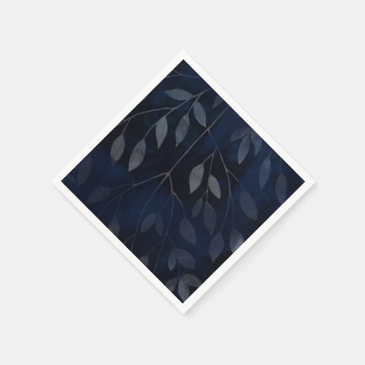 Donkerblauwe botanische bladeren Moderne aardbevin Servet (Hoek)
