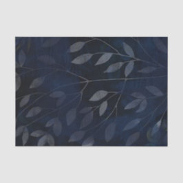 Donkerblauwe botanische bladeren moderne chic trou tissuepapier