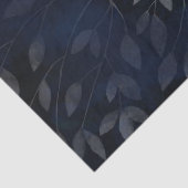 Donkerblauwe botanische bladeren moderne chic trou tissuepapier (Detail)