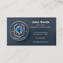 Donkerblauwe bouwer aannemer ontwikkelaar visitekaartje