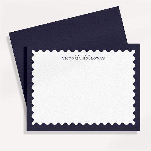 Donkerblauwe briefkaart met stempelrand