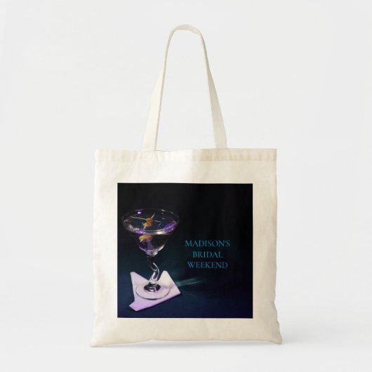 Donkerblauwe Bruidsfeest Trouwweekend Martini  Tote Bag (Voorkant)
