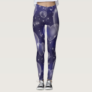 Donkerblauwe bubbelhartjes Schattig meisjesachtig Leggings