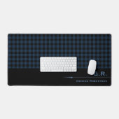 Donkerblauwe Buffalo geruite Monogram Voor Hem Bureaumat (Keyboard & Muis)