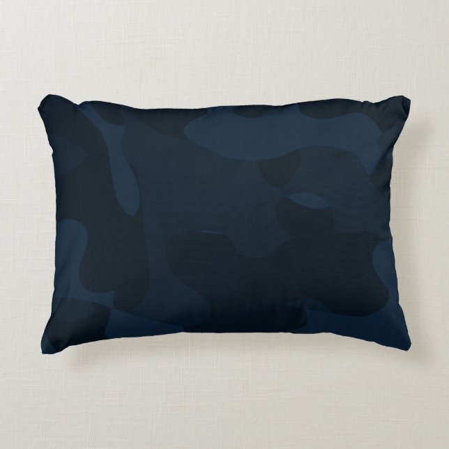 Donkerblauwe Camo Abstract Accent Kussen (Voorkant)