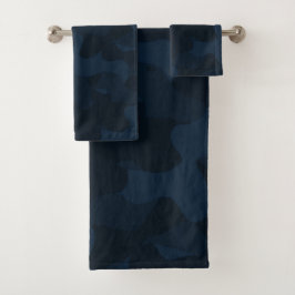 Donkerblauwe Camo Abstract Bad Handdoek