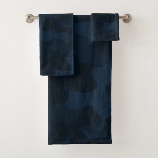Donkerblauwe Camo Abstract Bad Handdoek (Insitu)