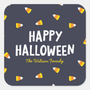 Donkerblauwe Candy Corn Fijne Halloween Vierkante Sticker