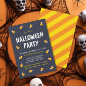 Donkerblauwe Candy Corn Halloween Party Uitnodigin Kaart