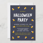 Donkerblauwe Candy Corn Halloween Party Uitnodigin Kaart (Voorkant)