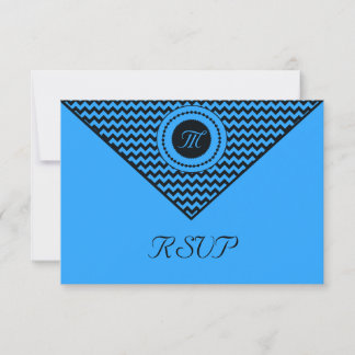Donkerblauwe Chevron RSVP Kaartje