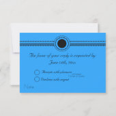 Donkerblauwe Chevron RSVP Kaartje (Achterkant)