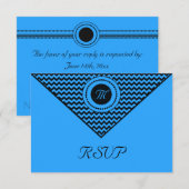 Donkerblauwe Chevron RSVP Kaartje (Voorkant / Achterkant)