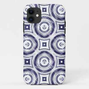 donkerblauwe cirkels Abstract iPhone 11 Hoesje
