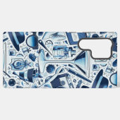 Donkerblauwe collage Chic en modern design Samsung Galaxy Hoesje (Achterkant horizontaal)