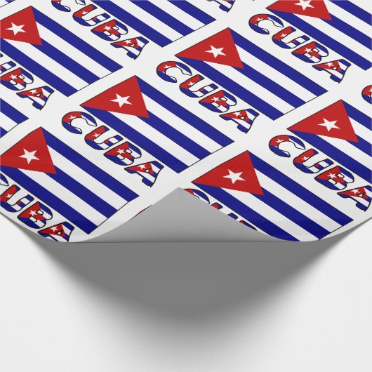 Donkerblauwe Cubaanse vlag en Cuba Cadeaupapier (Hoek)