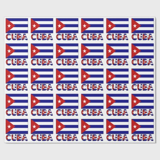 Donkerblauwe Cubaanse vlag en Cuba Cadeaupapier (Vlak)