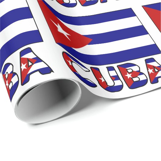 Donkerblauwe Cubaanse vlag en Cuba Cadeaupapier (Rol Hoek)