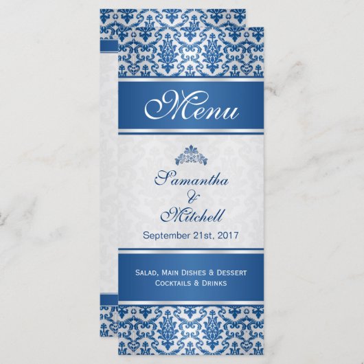 Donkerblauwe damp in het zilvermenu menu (Voorkant / Achterkant)