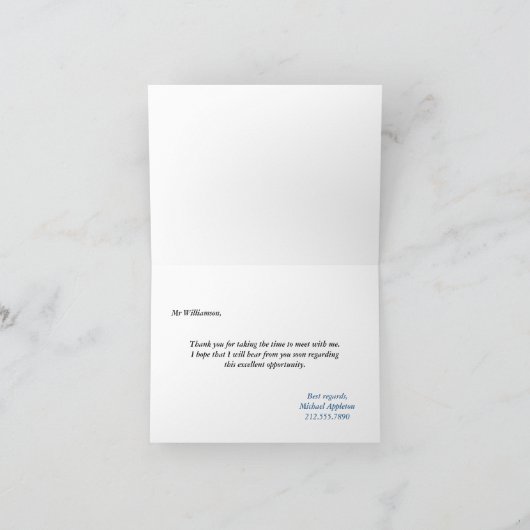 Donkerblauwe "dank u voor het gespreks" Kaart (Binnen)