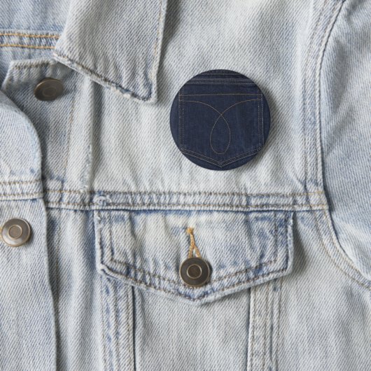 Donkerblauwe denim Pocket Ronde Button 5,7 Cm (In situ)