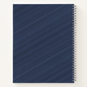 Donkerblauwe diagonale strepen Aangepaste monogram Notitieboek (Achterkant)