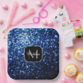 Donkerblauwe, diepe gladde vleugjes papieren bordje (Feest)