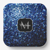 Donkerblauwe, diepe gladde vleugjes papieren bordje (Voorkant)