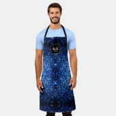 Donkerblauwe, diepe gladde vleugjes schort (Gedragen)