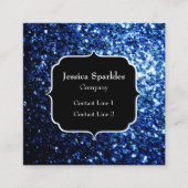 Donkerblauwe diepe glanzende nepschitter glitter g vierkante visitekaartje (Voorkant)