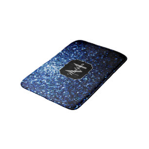 Donkerblauwe diepe glanzende nepschitter glitter M Badmat