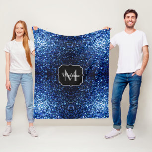 Donkerblauwe diepe glanzende nepschittering glinst fleece deken