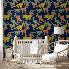 Donkerblauwe dinosaurus Baby Boy Nursery Peel & St Behang