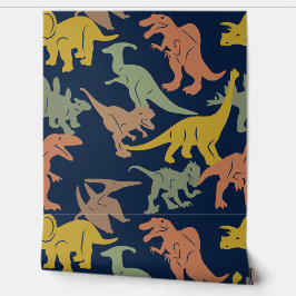 Donkerblauwe dinosaurus Baby Boy Nursery Peel & St Behang