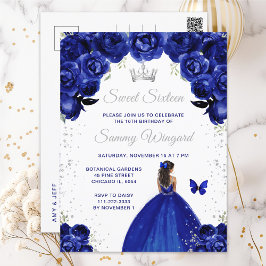 Donkerblauwe donkere huid prinses Sweet Sixteen Briefkaart